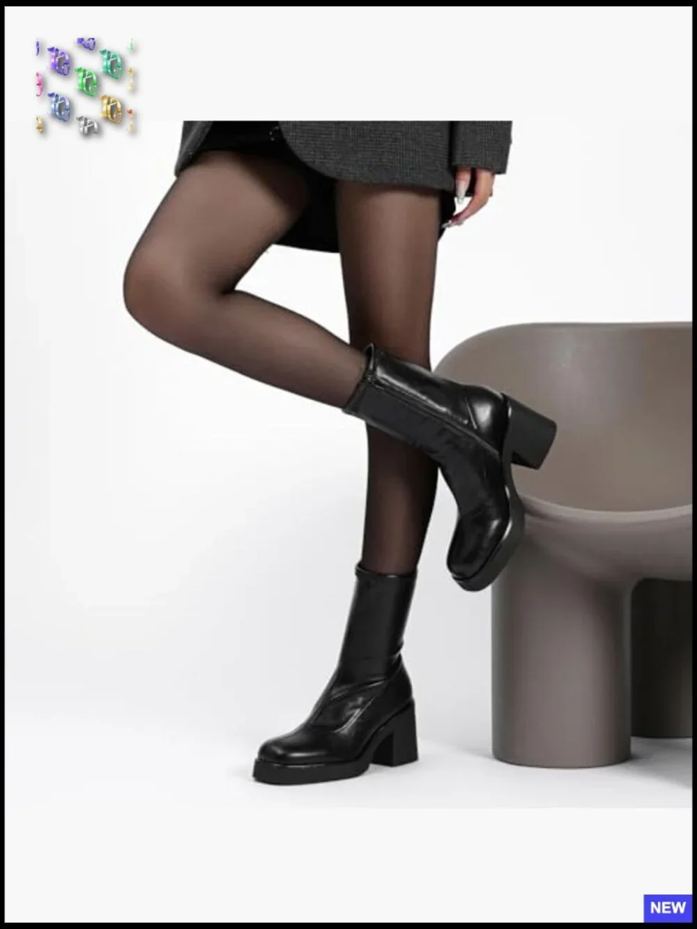 Slouchy Square Toe Chunky Block Heel Mid Ankle Booties Side Zipper Suede